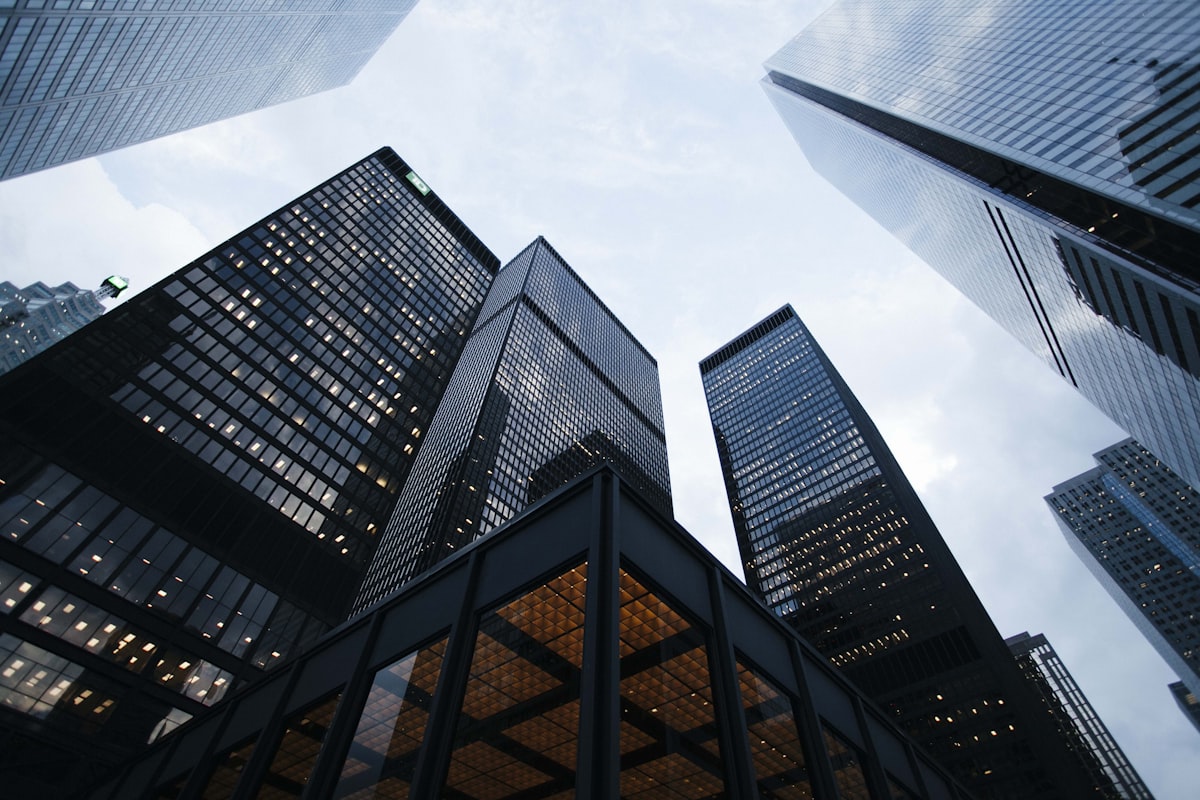 Office towers seen from below